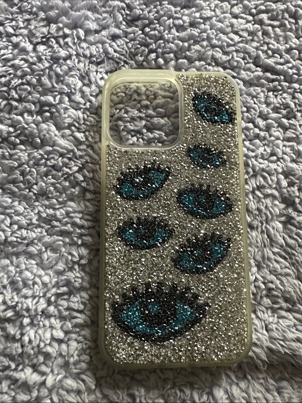 Glitter Eye Pattern Phone Case - Teal & Silver